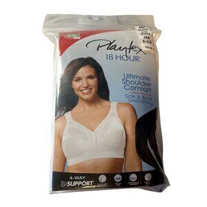 Playtex Ultimate Shoulder Comfort #4693 Wirefree Tagless Black Bra Size 48B